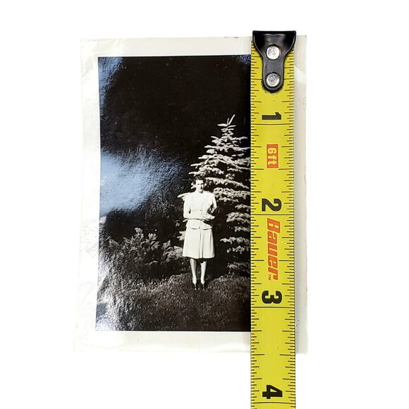 Vtg Lady Posing Near Tree at Night Original Monochrome Photography Found - Picture 2 of 4